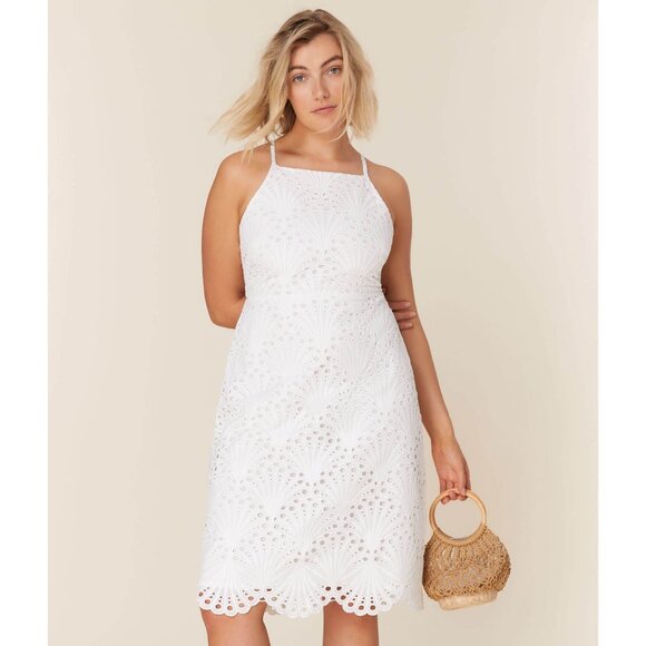 Andie Swim The Roatan Midi Dress White Cotton Eyelet Lace Lined - Pick Your Size - Picture 7 of 16